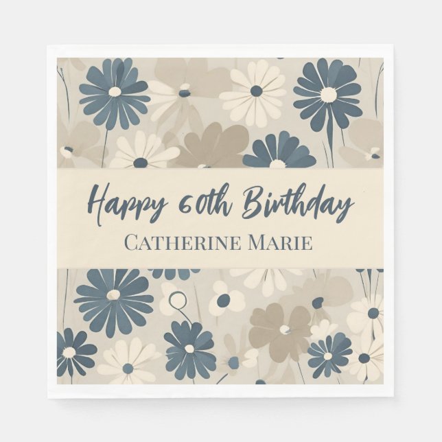 Serviette En Papier 60e anniversaire Floral (Devant)
