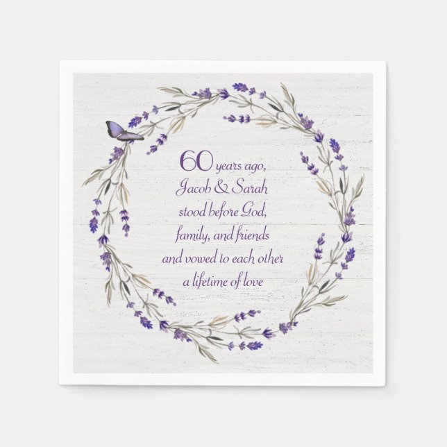Serviette En Papier 60e anniversaire Lavender Wreath (Devant)