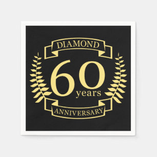 Serviette En Papier 60e ANNIVERSAIRE Mariage en diamant jaune