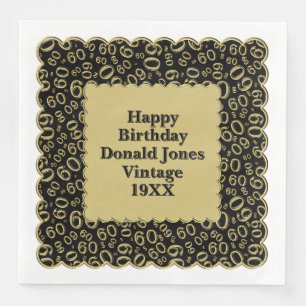 Serviette En Papier 60e anniversaire Numéro Motif St Jacques Black Gol