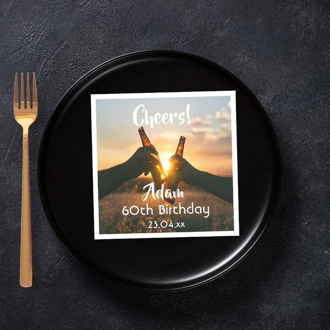Serviette En Papier 60e anniversaire pour les gars encourage la bière (Créateur téléchargé)