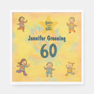 Serviette En Papier 60e anniversaire Retro né dans les années 60 Hippy