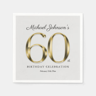Serviette En Papier 60e anniversaire Solid Gold Texte Classic Light Gr