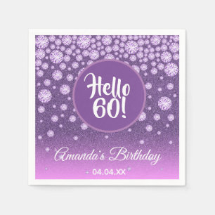 Serviette En Papier 60e anniversaire violet parties scintillant bonjou
