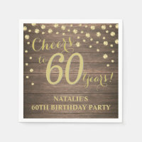 60e fête d'anniversaire Rustic Wood et Gold Diamon