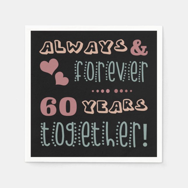 Serviette En Papier 60ème anniversaire de Mariage mignon (Devant)