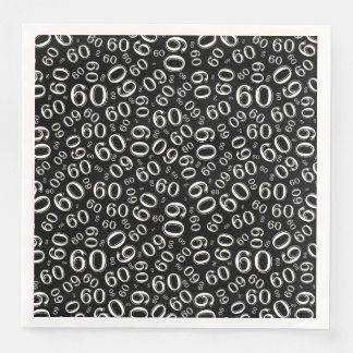 Serviette En Papier 60th Age Random Number Pattern Black/White