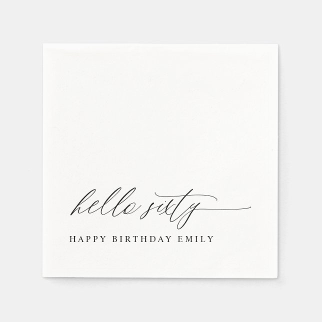 Serviette En Papier 60th Birthday Party Hello 60 Modern Milestone (Devant)