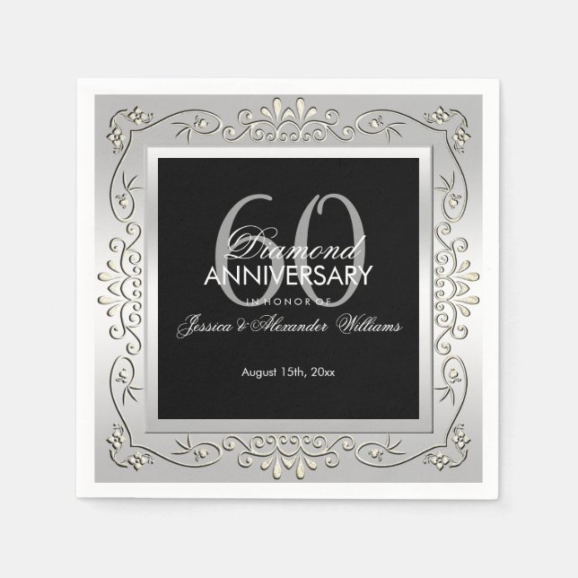 Serviette En Papier 60th Wedding Anniversary (Devant)