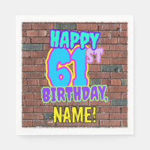 Serviette En Papier 61e anniversaire ~ Amusant, Graffiti urbain inspir