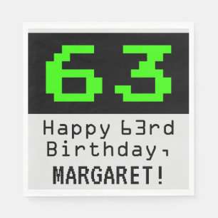 Serviette En Papier 63e anniversaire - Nerdy / Geeky Style "63" & Nom