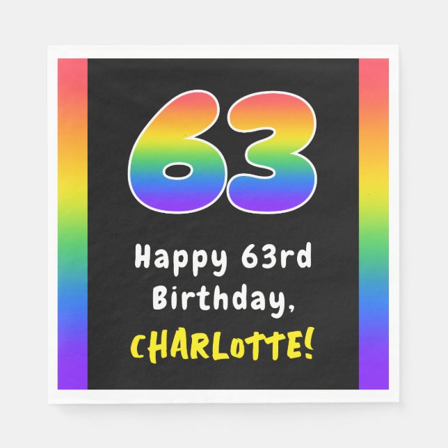 Serviette En Papier 63e anniversaire : Rainbow Spectrum # 63, Nom pers (Devant)