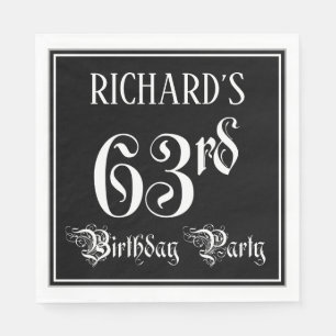 Serviette En Papier 63rd Birthday Party — Fancy Script + Custom Nom