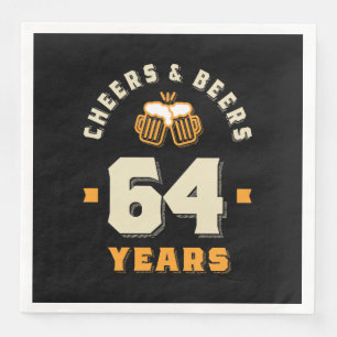 Serviette En Papier 64e anniversaire Cheers And Beers à 64 ans drôle