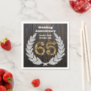 Serviette En Papier 65e Anniversaire du Mariage Gold & Diamond Laurel 