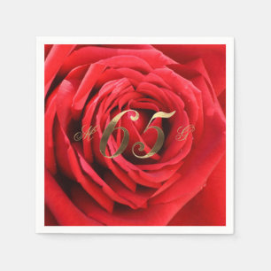 Serviette En Papier 65e anniversaire du Mariage Roses rouges Coeur élé