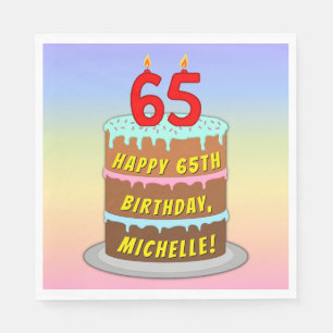Serviette En Papier 65e anniversaire : Fun Cake and Candles + Nom pers