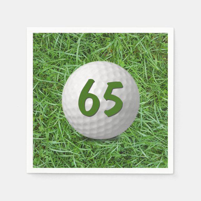 Serviette En Papier 65e anniversaire Golf Ball on Grass (Devant)