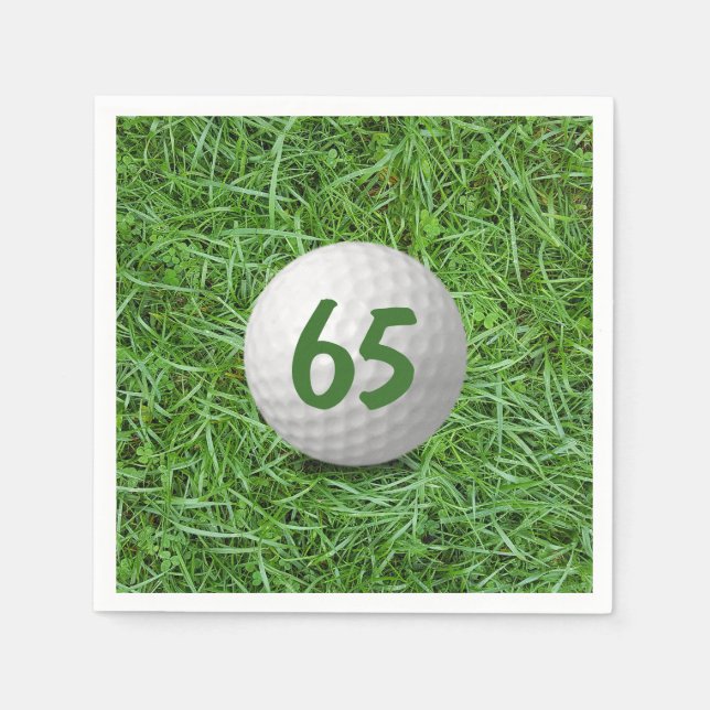 Serviette En Papier 65e anniversaire Golf Ball on Grass Napkins (Devant)