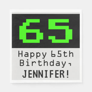 Serviette En Papier 65e anniversaire - Nerdy / Geeky Style "65" & Nom