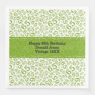 Serviette En Papier 65e anniversaire Numéro d'âge Motif Vert/Or