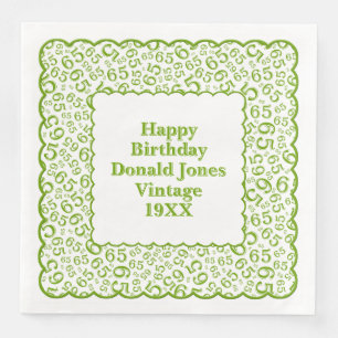 Serviette En Papier 65e anniversaire Numéro Motif pétoncles vert/blanc