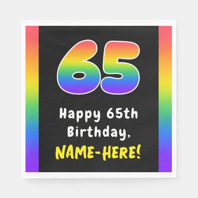 Serviette En Papier 65e anniversaire : Rainbow Spectrum # 65, Nom pers (Devant)