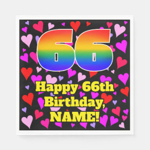 Serviette En Papier 66e anniversaire : Loving Hearts Motif, Arc-en-cie