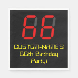 Serviette En Papier 66ème anniversaire : Rouge Digital Horloge Style "