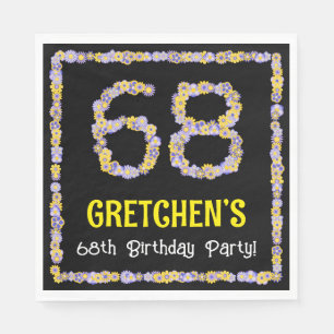 Serviette En Papier 68e Anniversaire : Nombre de fleurs florales, nom 