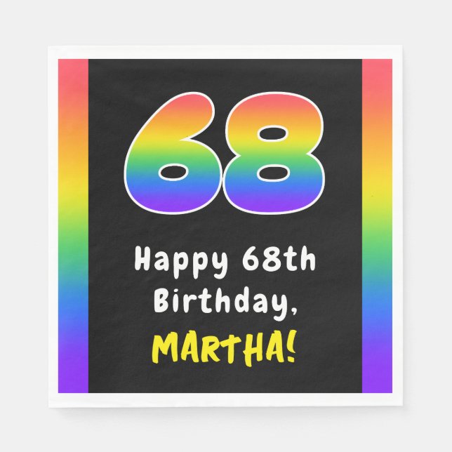 Serviette En Papier 68e anniversaire : Rainbow Spectrum # 68, Nom pers (Devant)