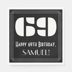 Serviette En Papier 69e anniversaire : Art Déco Inspiré Look "69" + No
