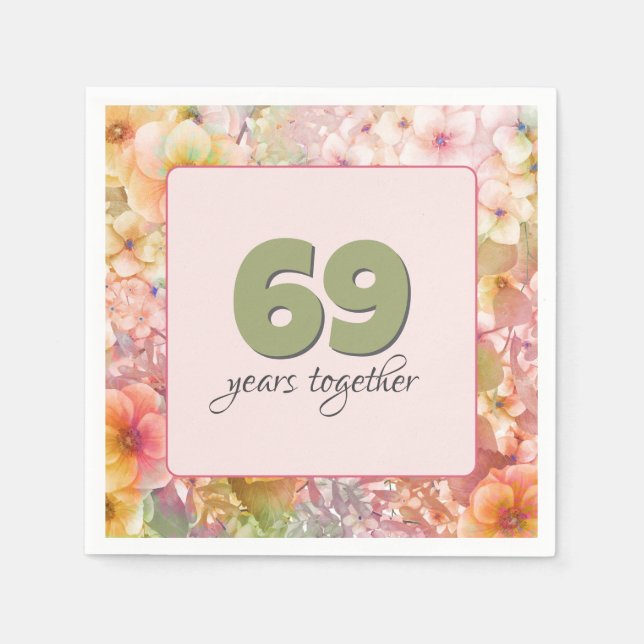 Serviette En Papier 69e anniversaire Cosmos Floral Garden (Devant)
