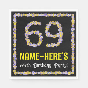 Serviette En Papier 69e Anniversaire : Nombre de fleurs florales, nom 