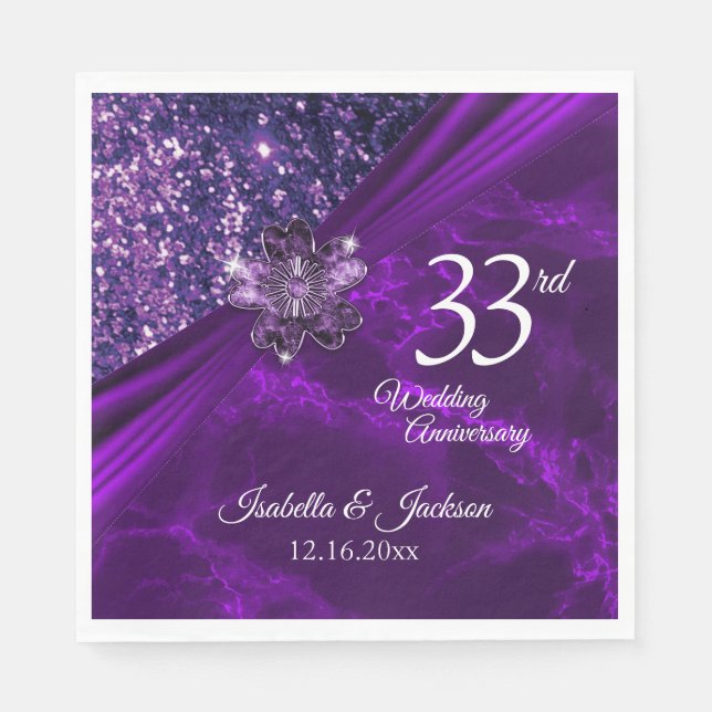Serviette En Papier 6ème / 33ème /47ème anniversaire du Mariage Améthy (Devant)