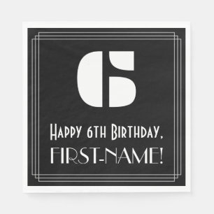 Serviette En Papier 6ème anniversaire : Art Déco Inspiré Look "6" + No