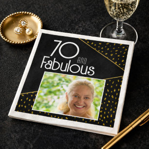 Serviette En Papier 70 ans et Fabuleux Paillettes Dorées Photo Anniver