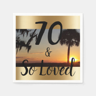 Serviette En Papier 70 et ainsi aimés Sunset Palm Anniversaire serviet