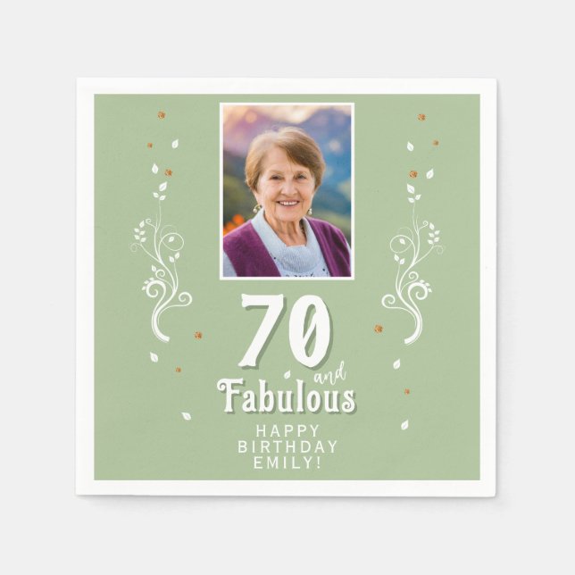 Serviette En Papier 70 et Fabulous Foliage 70e anniversaire Photo (Devant)