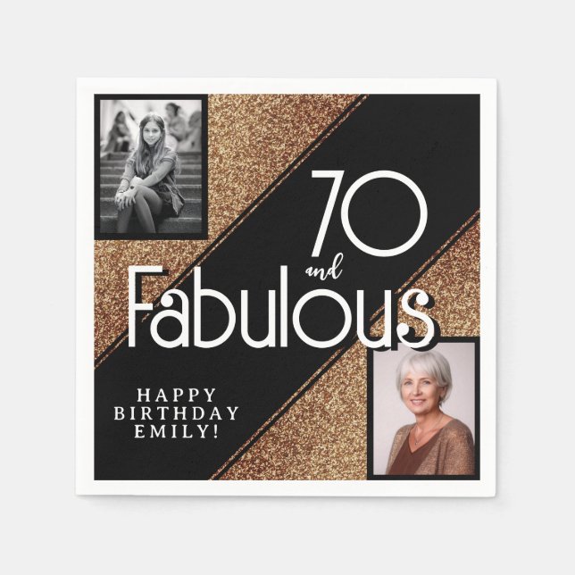 Serviette En Papier 70 et Fabulous Gold Parties scintillant 2 Photo 70 (Devant)