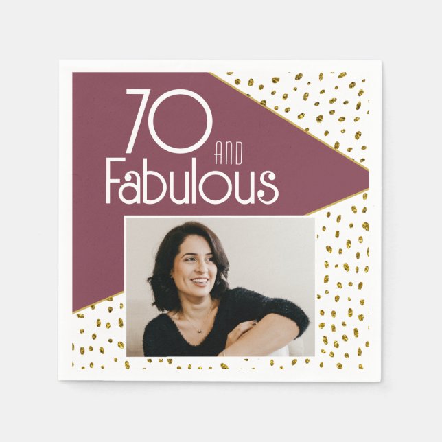 Serviette En Papier 70 et Fabulous Gold Parties scintillant Photo 70e  (Devant)