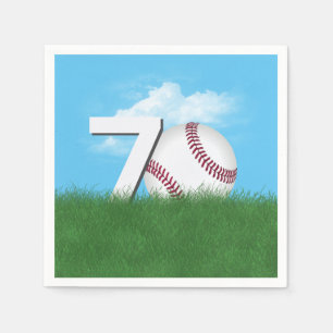Serviette En Papier 70e Anniversaire Baseball En Herbe Verte