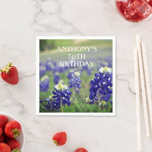 Serviette En Papier 70e anniversaire Bluebonnets Blue Flower Texas Flo (En situation)