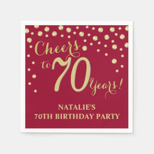 Serviette En Papier 70e Anniversaire de Bourgogne Diamant rouge et or