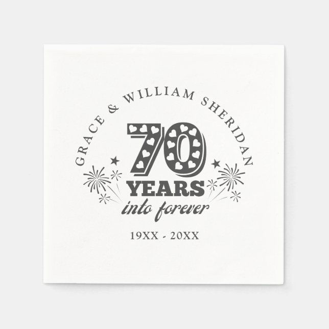 Serviette En Papier 70e anniversaire du Mariage pour toujours (Devant)