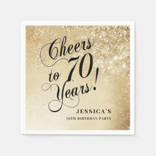 Serviette En Papier 70e anniversaire élégant en or