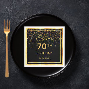 Serviette En Papier 70e anniversaire fête noir confetti nom mec