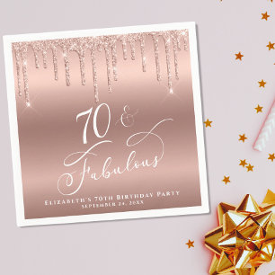 Serviette En Papier 70e anniversaire Parties scintillant Rose Gold