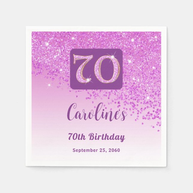 Serviette En Papier 70e anniversaire Pretty Pink Parties scintillant s (Devant)