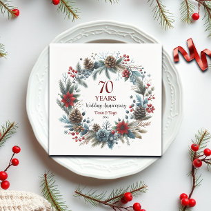 Serviette En Papier 70e Mariage Platinum Anniversaire Élégant hiver